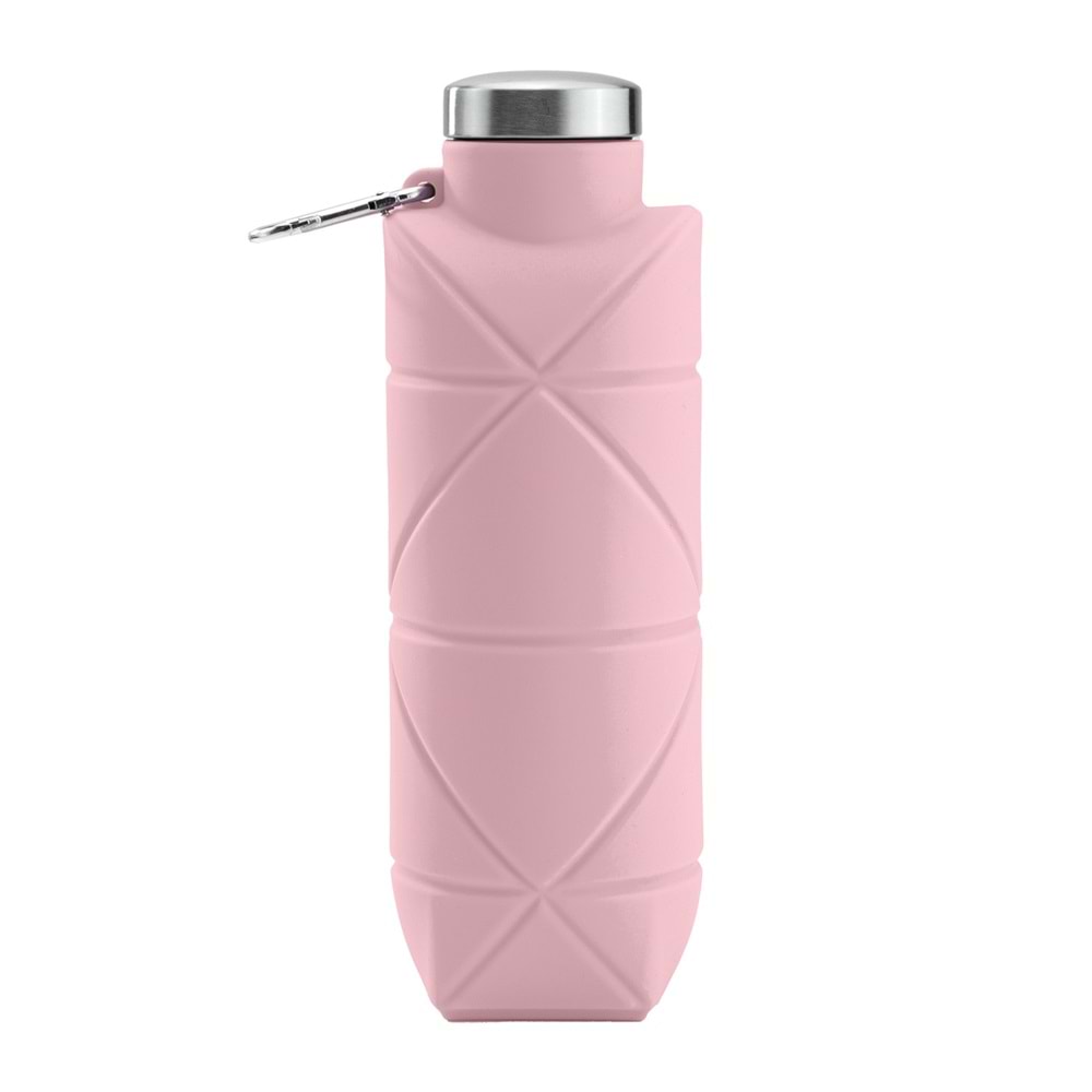 AYDENİZ PEMBE 700 ML KATLANABİLİR SİLİKON MATARA