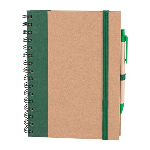 PURSAKLAR YEŞİL SPİRALLİ TARİHSİZ DEFTER (15X21 CM)