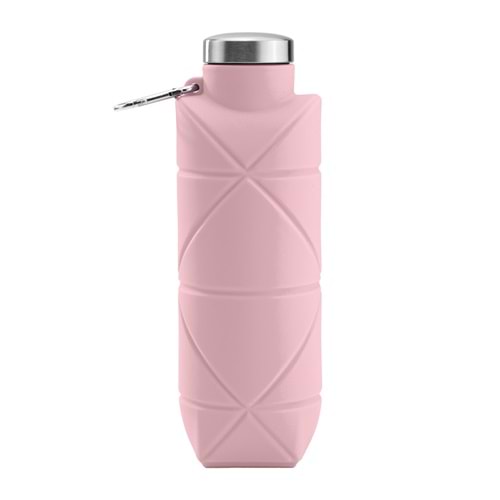 AYDENİZ PEMBE 700 ML KATLANABİLİR SİLİKON MATARA
